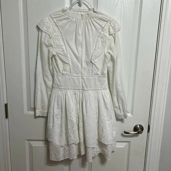 Allsaints Aislyn Broiderie Eyelet White Dress Trendy Size 00 - Picture 8 of 16